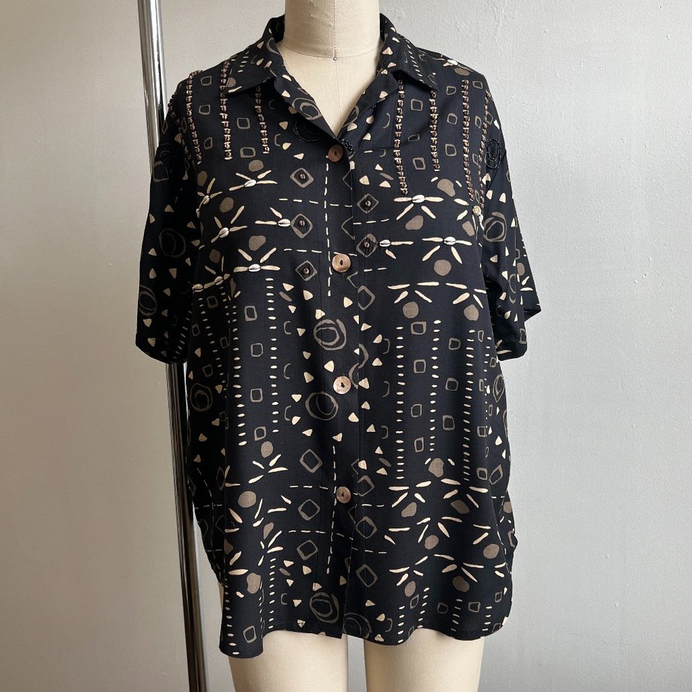 Vintage Christina Fairbanks Black and brown button up shirt